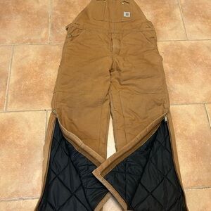 Carhartt men 36X32 union canvas insulated overalls, USA
